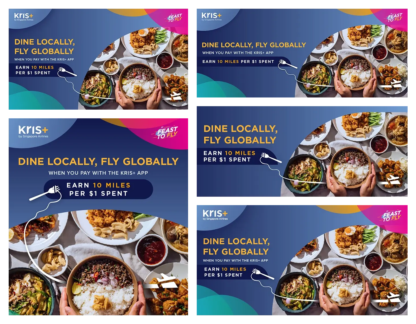 Kris+ Feast to Fly campaign master key visual and adaptations designed by Racer Creative Singapore