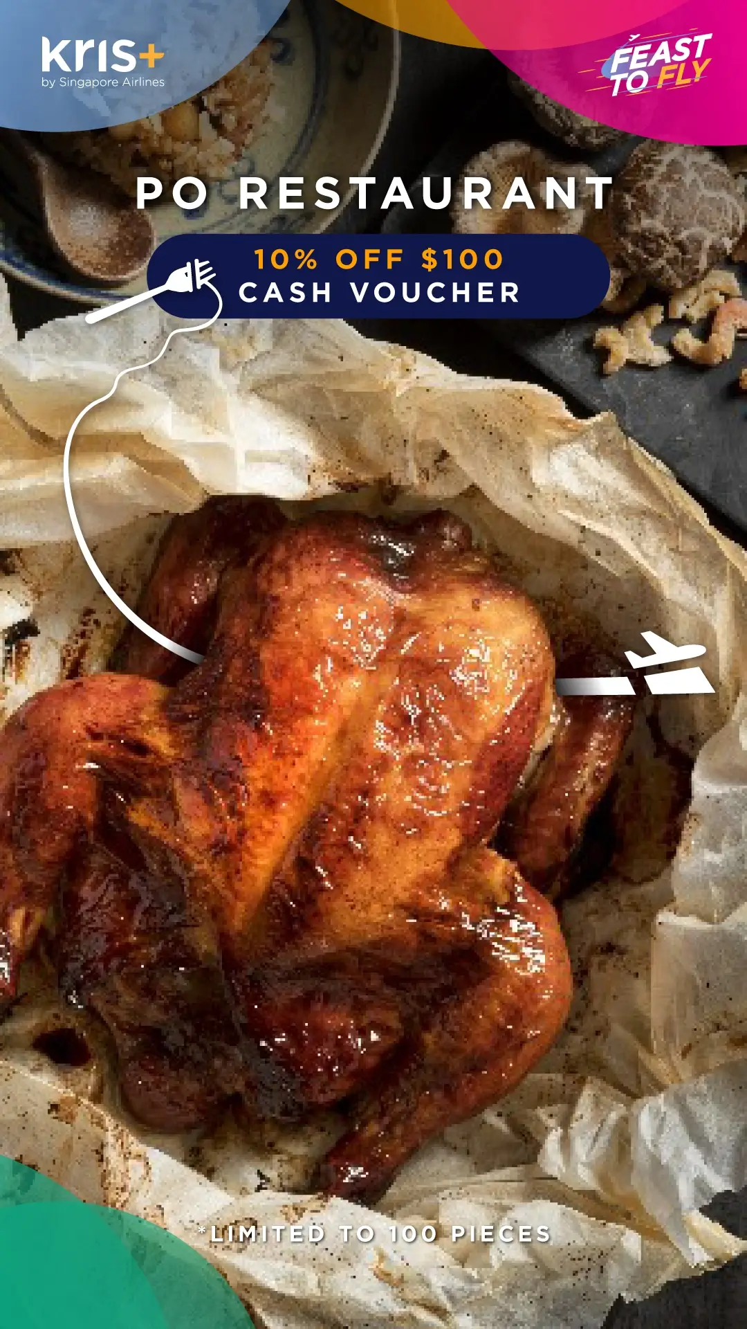 Feast to Fly Instagram Stories partner asset showing restaurant-specific campaign visual
