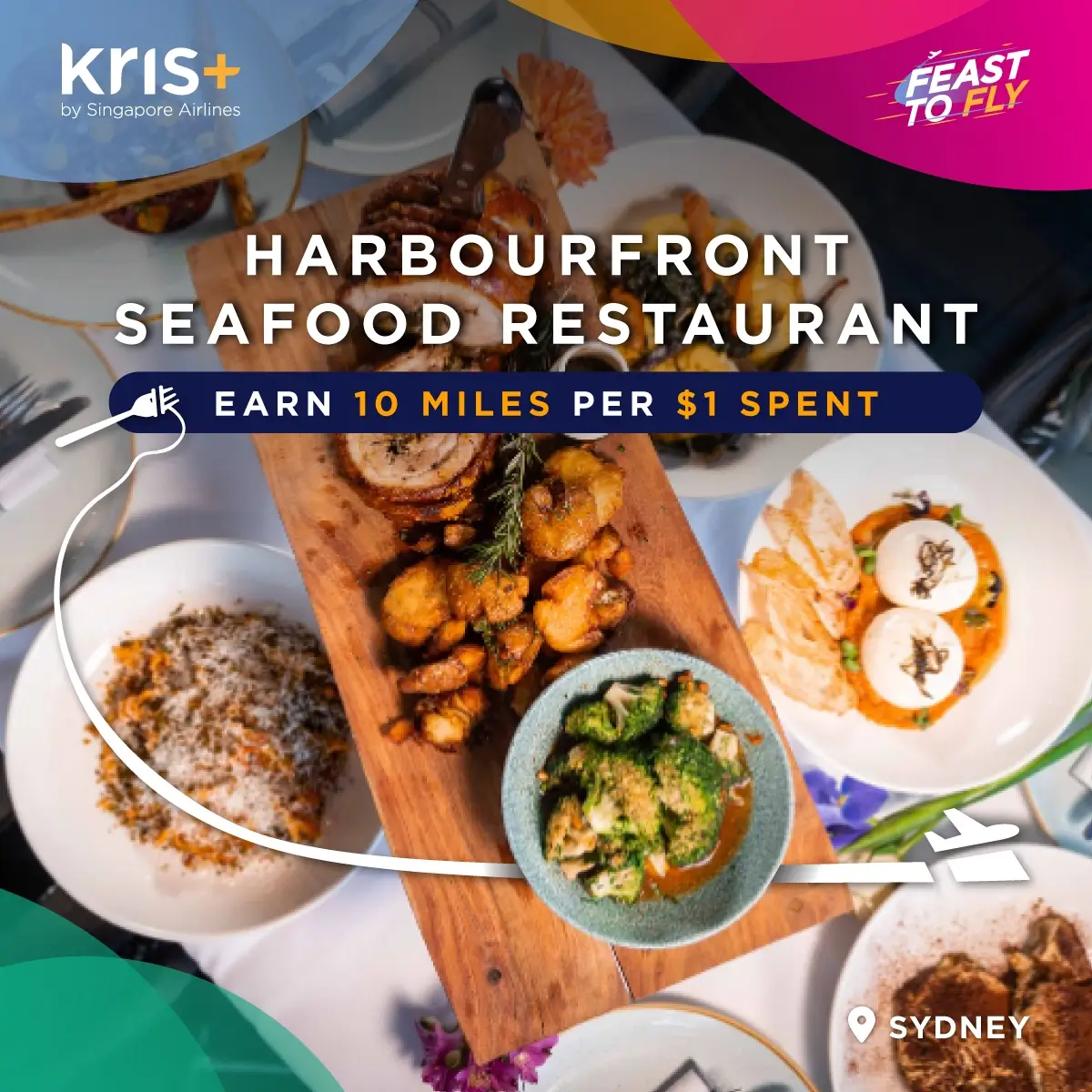 Feast to Fly Instagram post partner asset showing restaurant-specific campaign visual